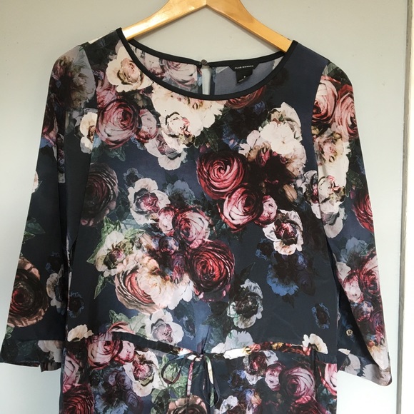 Club Monaco rose silk print dress size 0 - Picture 2 of 7